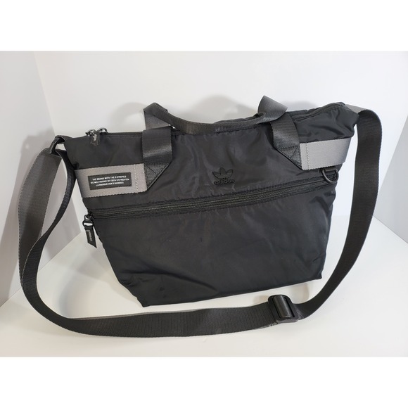 adidas Handbags - Adidas Originals Black Nylon Tote Bag Crossbody Puffer Shopper Tote Bag